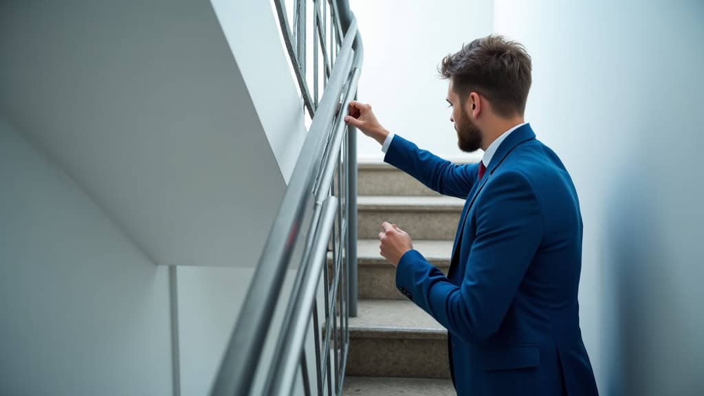 Technicien en train de mesurer un escalier lors d