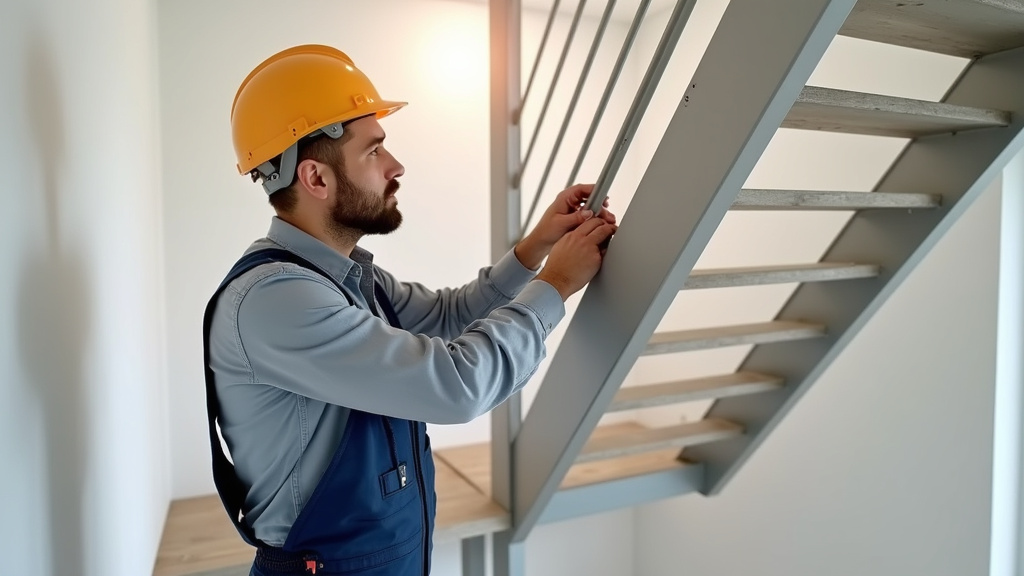 Technicien en train de mesurer un escalier pour installation à Argenteuil