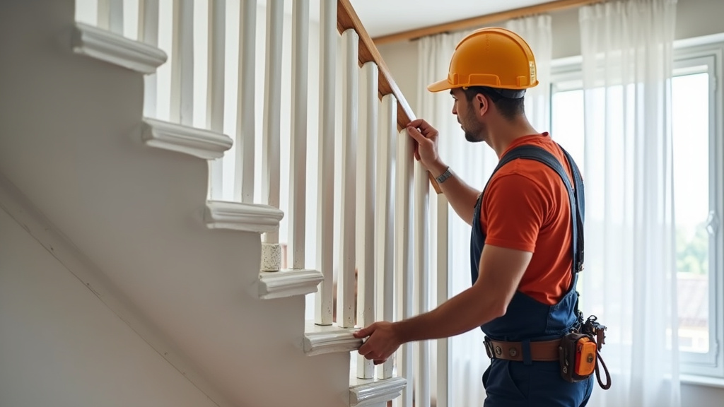 Technicien en train de mesurer un escalier pour installation de monte-escalier à Chaulgnes