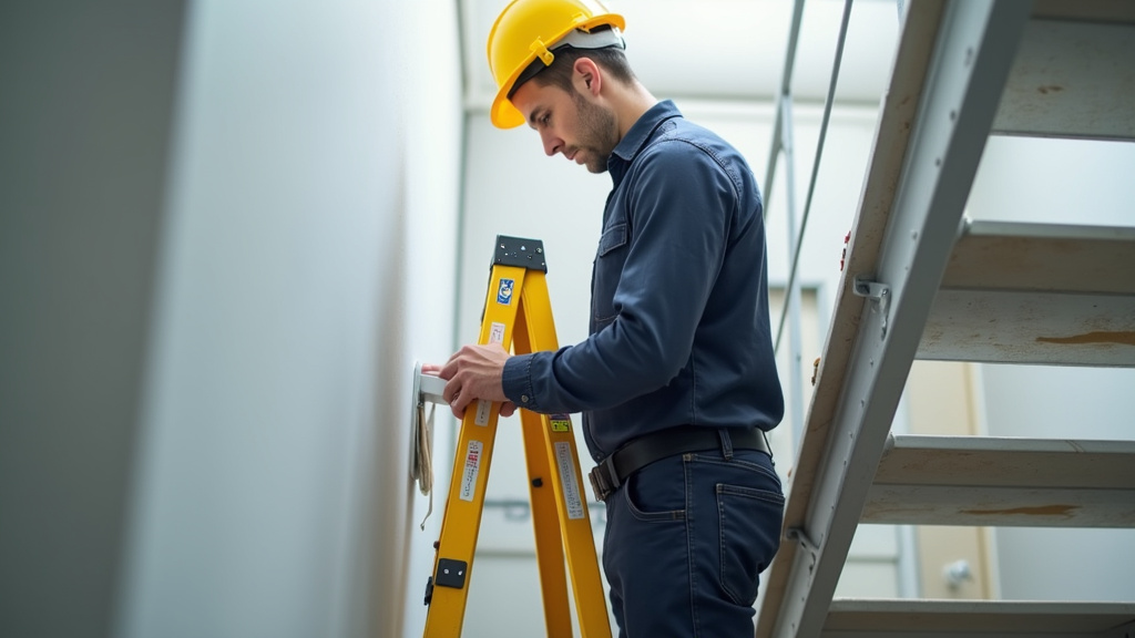Technicien en train de mesurer un escalier pour l