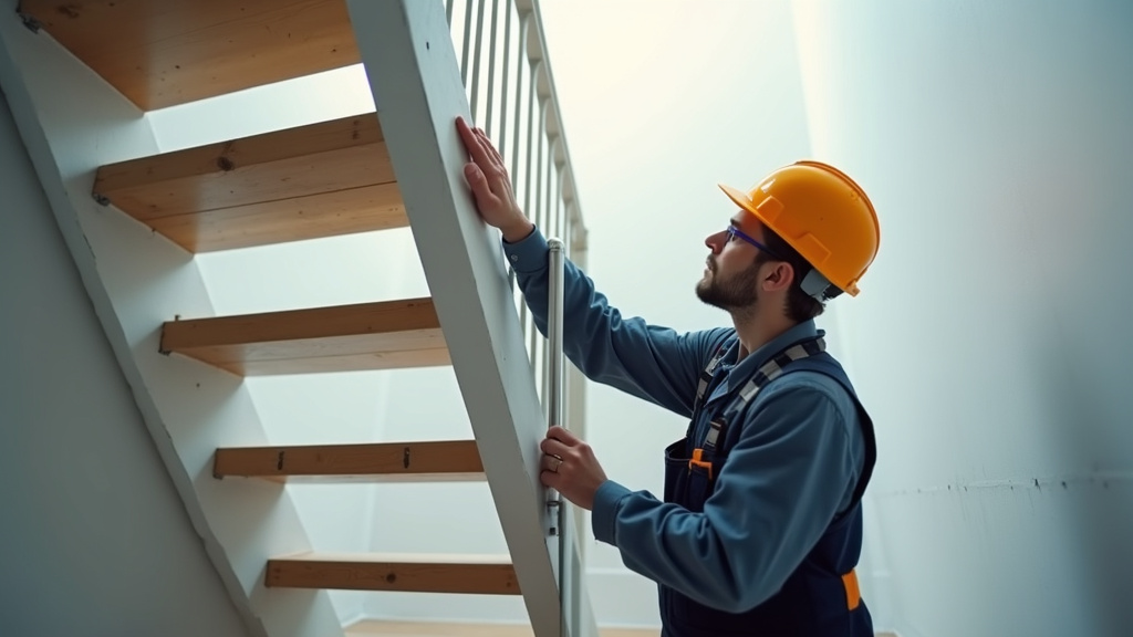 Technicien en train de mesurer un escalier pour l