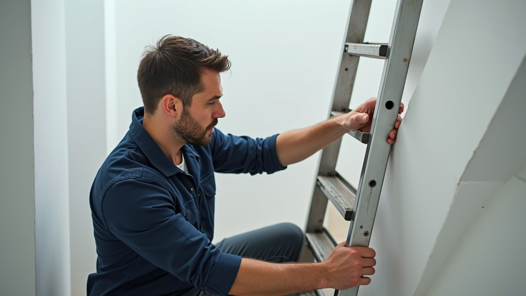 Technicien en train de mesurer un escalier pour l