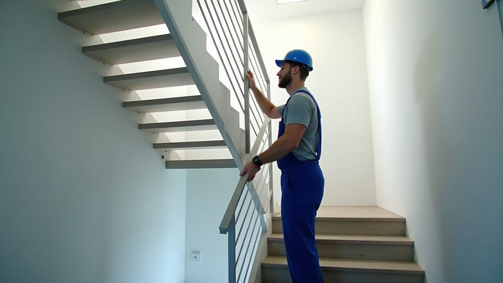 Technicien en train de mesurer un escalier pour l