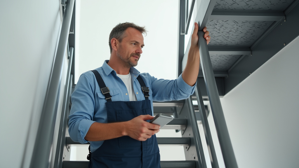 Technicien en train de mesurer un escalier pour l