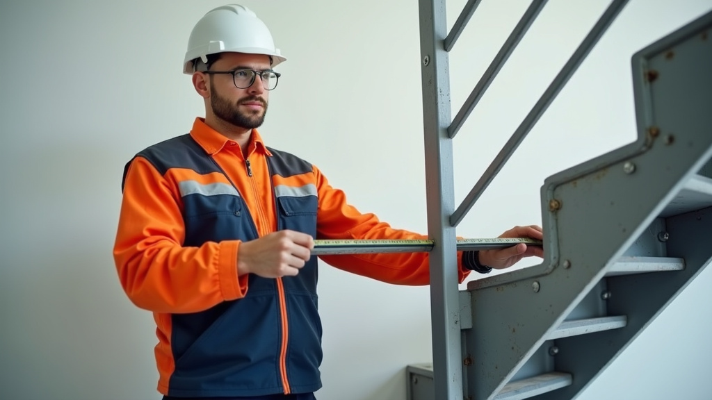 Technicien en train de mesurer un escalier pour l