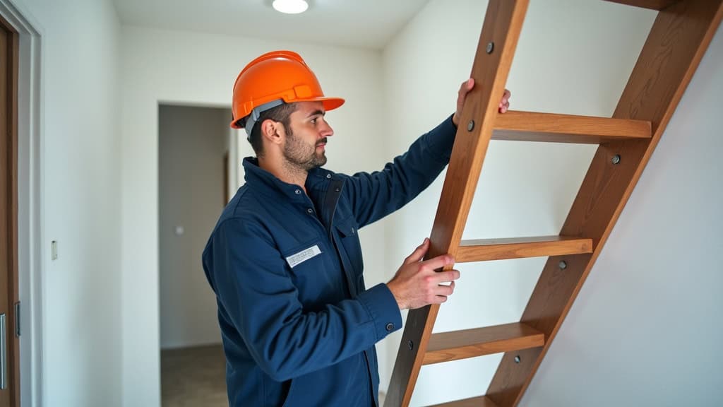 Technicien en train de mesurer un escalier pour l