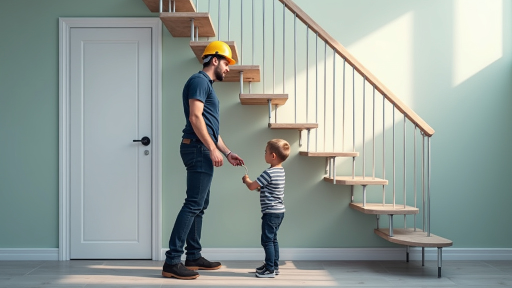 Technicien en train de mesurer un escalier pour l