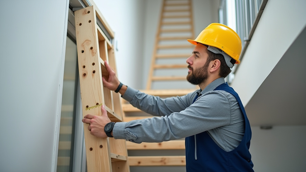 Technicien en train de mesurer un escalier pour l