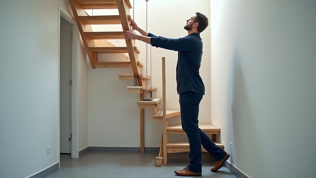 Technicien en train de mesurer un escalier pour l