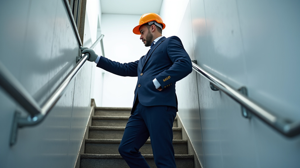 Technicien en train de mesurer un escalier pour l