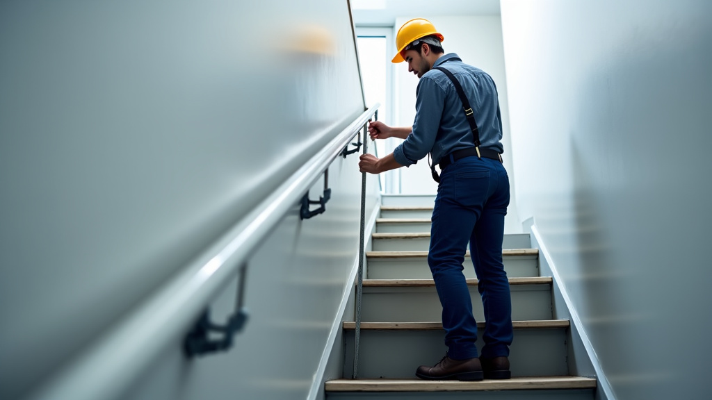 Technicien en train de mesurer un escalier pour l