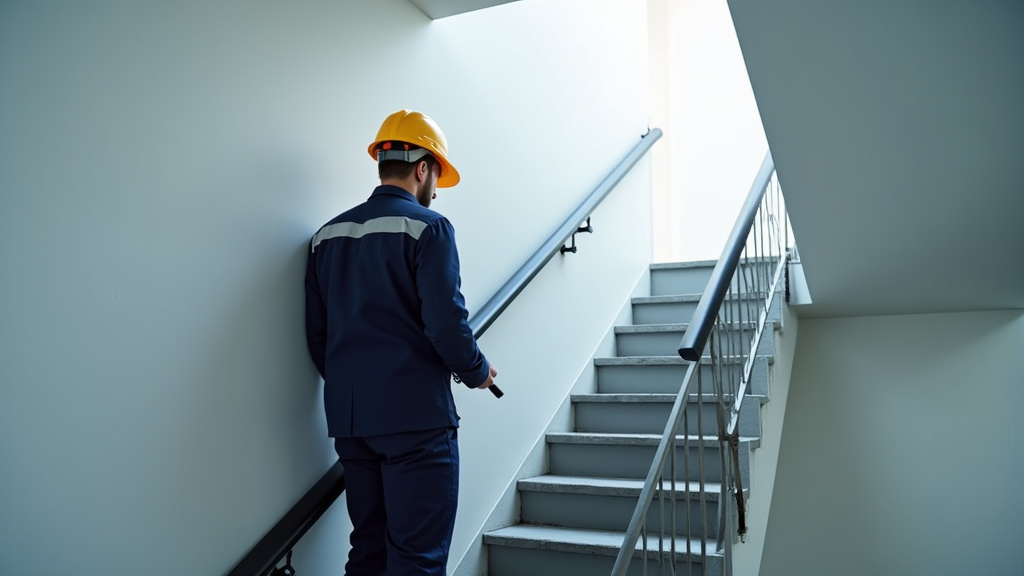 Technicien en train de mesurer un escalier pour l