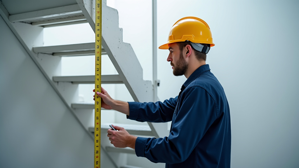 Technicien en train de mesurer un escalier pour l