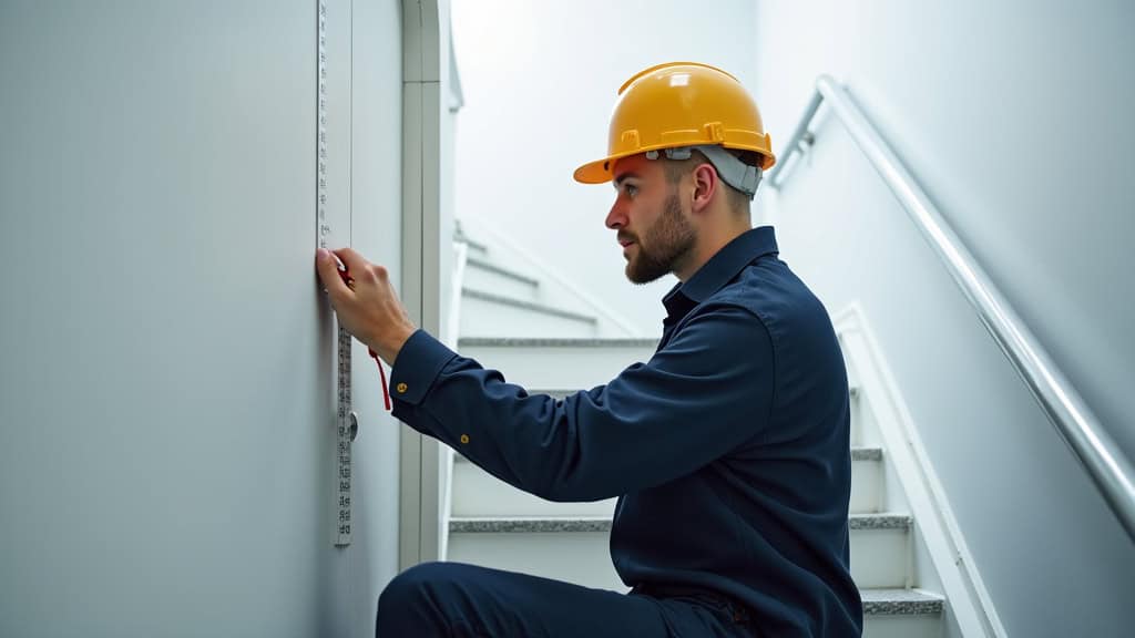 Technicien en train de mesurer un escalier pour l