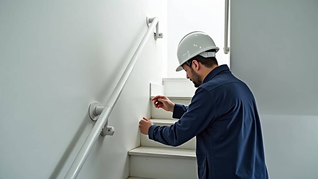 Technicien en train de mesurer un escalier pour l