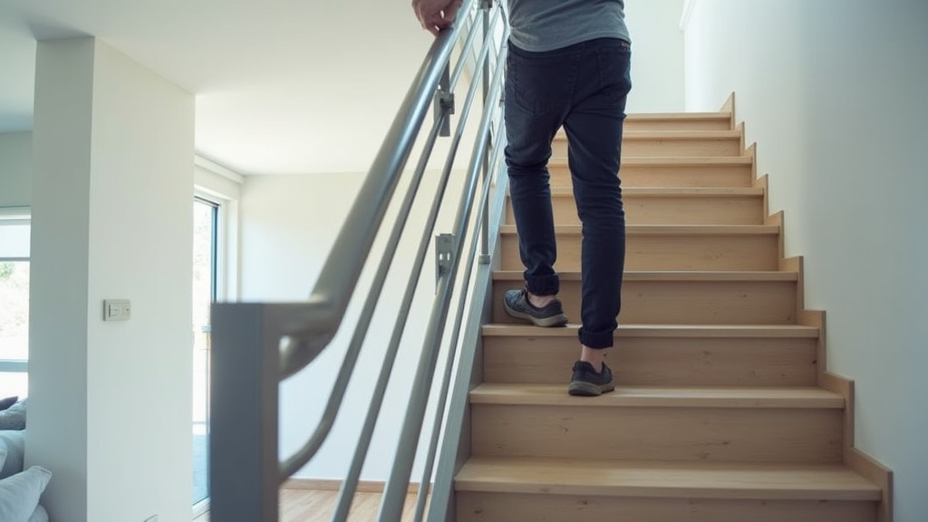 Technicien en train de mesurer un escalier pour un devis à Créhange