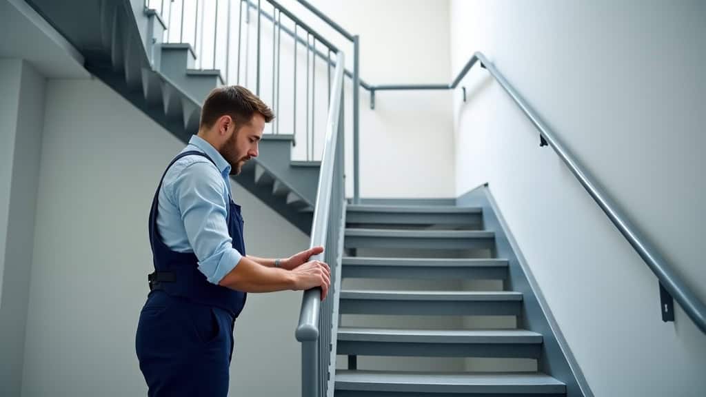 Technicien en train de mesurer un escalier pour une installation à Altorf