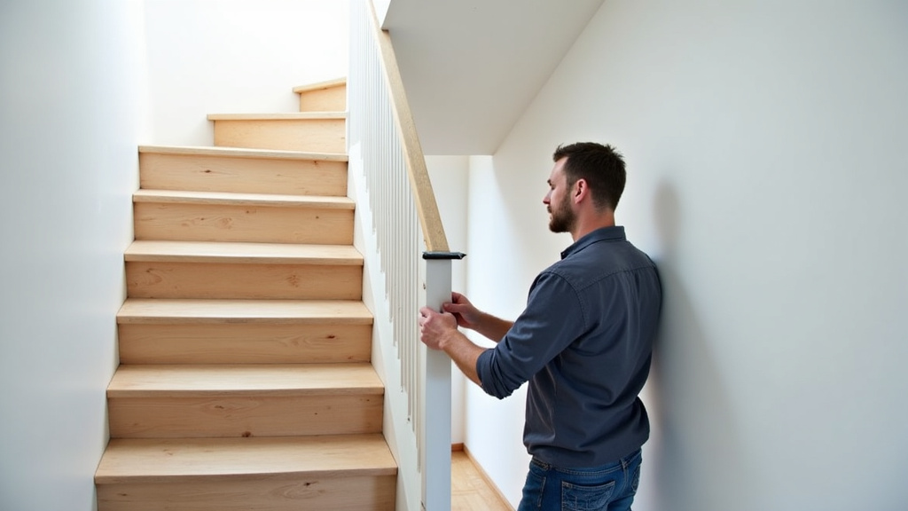 Technicien en train de mesurer un escalier pour une installation de monte-escalier à Bray-sur-Somme
