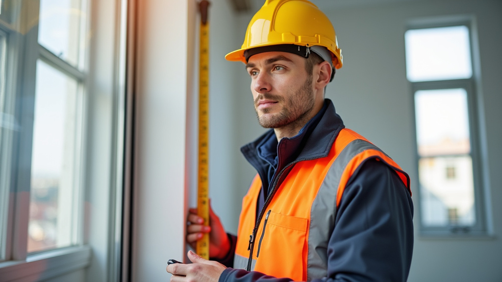 Technicien en train de prendre des mesures pour un monte-escalier à Espaly-Saint-Marcel