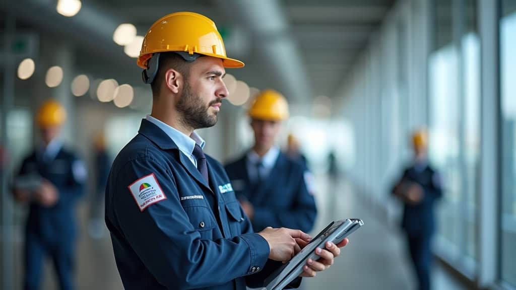 Technicien en train de prendre les mesures d