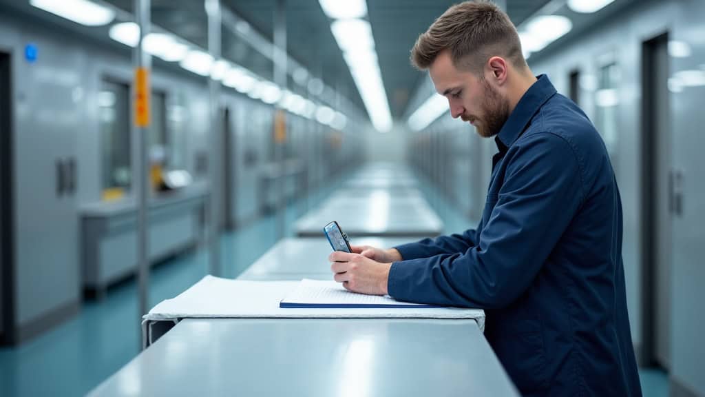 Technicien en train de prendre les mesures d