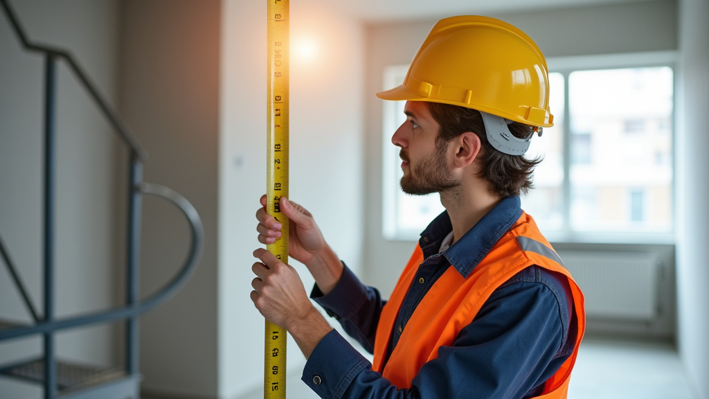 Technicien en train de prendre les mesures pour un monte-escalier à Champlan