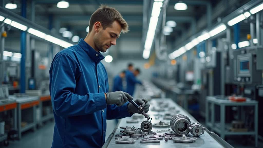 Technicien en train de préparer les pièces pour l