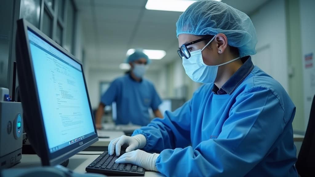 Technicien en train de procéder à l