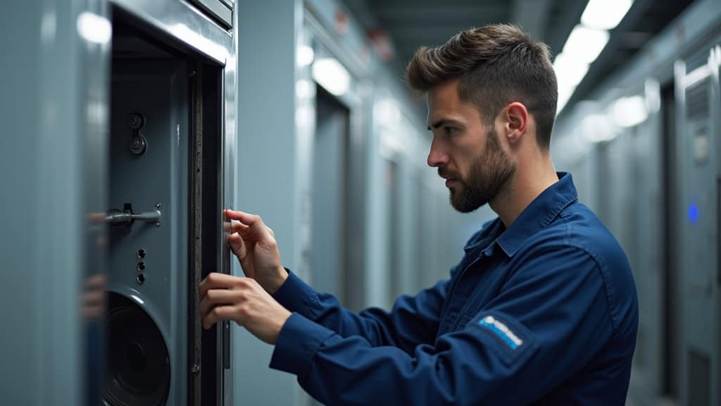 Technicien en train de procéder à la maintenance d