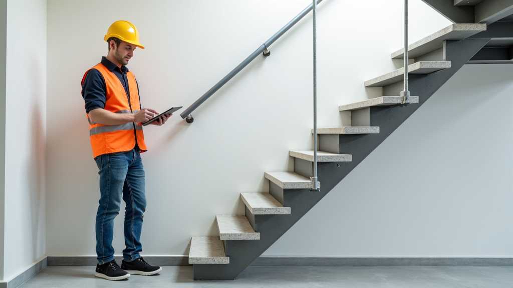 Technicien en train de réaliser un devis pour un monte-escalier à Soucieu-en-Jarrest