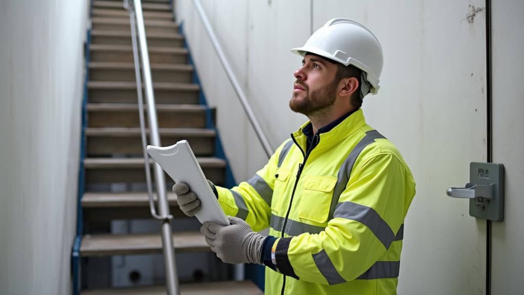 Technicien en train de réaliser un devis technique pour un monte-escalier à Mouans-Sartoux