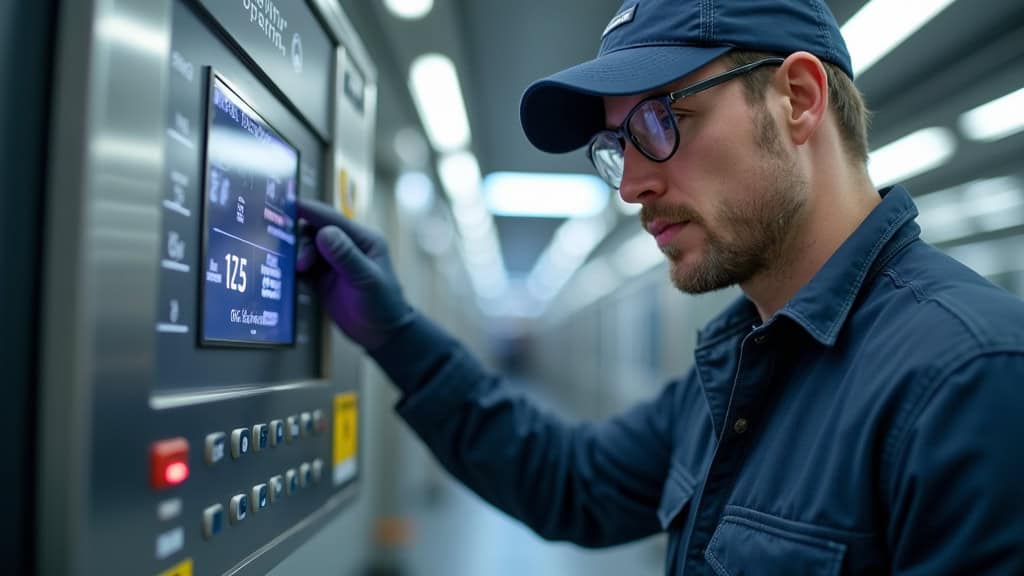 Technicien en train de vérifier le bon fonctionnement d
