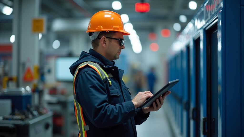 Technicien en train de vérifier le bon fonctionnement d