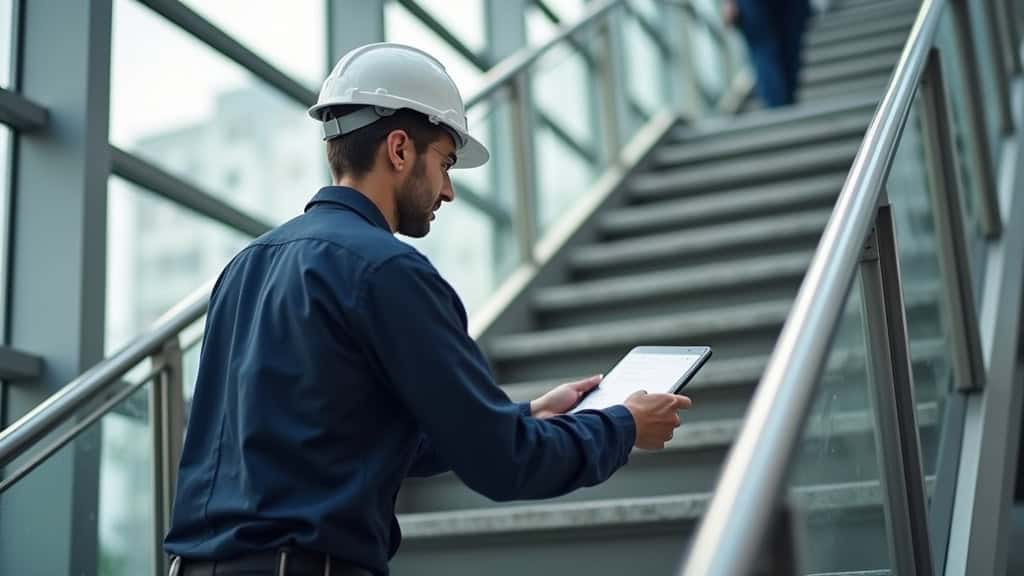 Technicien en train de vérifier le bon fonctionnement du monte-escalier à Ménilles