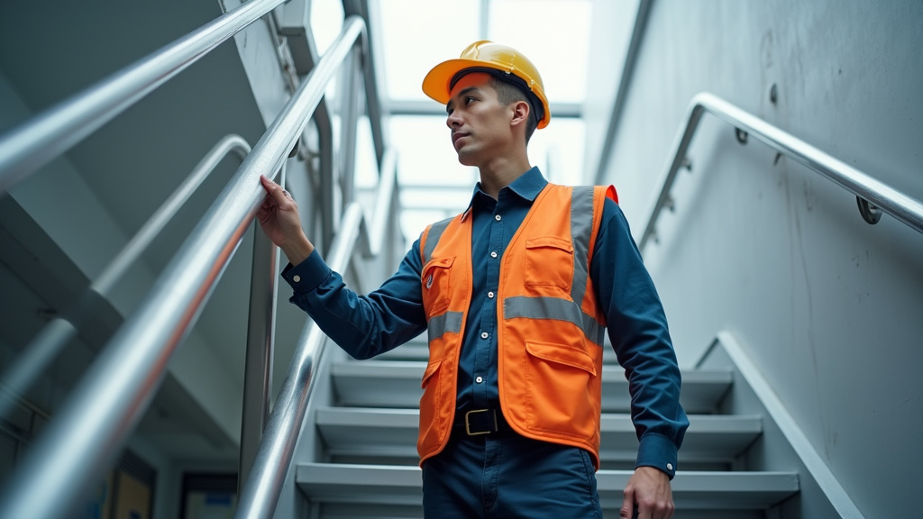 Technicien en train de vérifier le bon fonctionnement d’un monte-escalier à Saint-Agrève