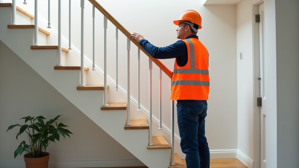 Technicien en train de vérifier le bon fonctionnement d’un monte-escalier dans une maison à Chuelles