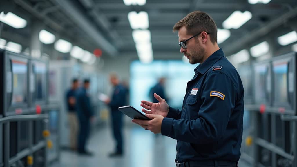 Technicien en train de vérifier le fonctionnement d