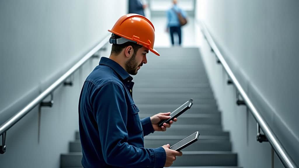 Technicien en train de vérifier le fonctionnement d’un monte-escalier