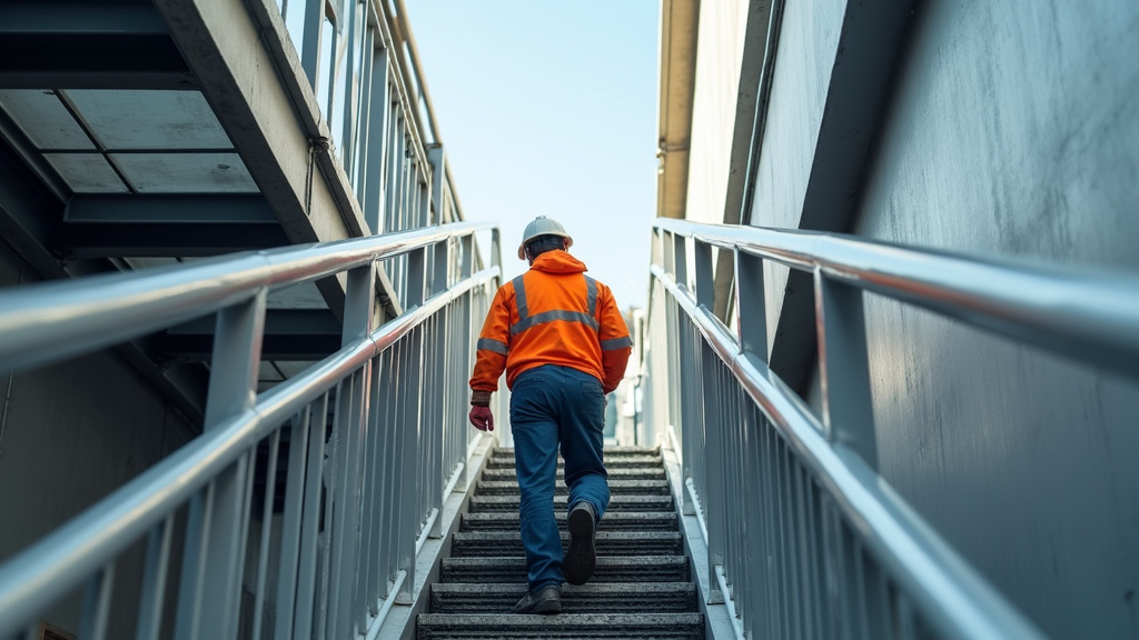 Technicien en train de vérifier les rails d’un monte-escalier à Labouheyre