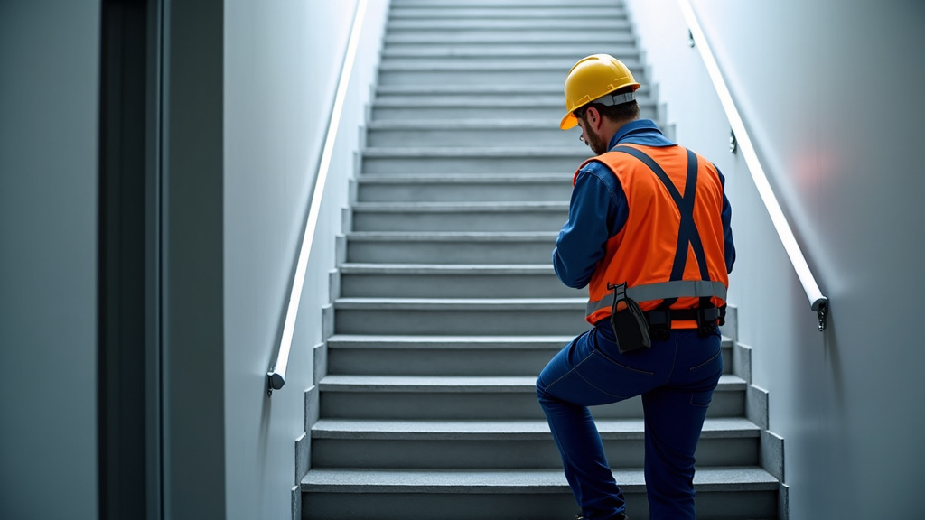 Technicien en train de vérifier un monte-escalier à Altkirch