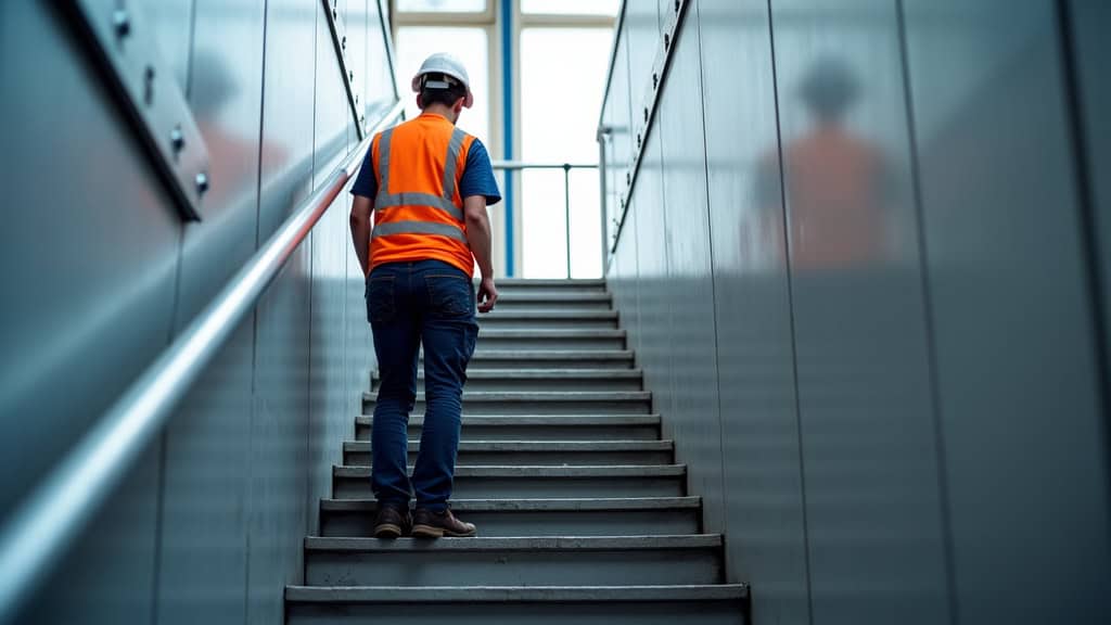 Technicien en train de vérifier un monte escalier à Bailly