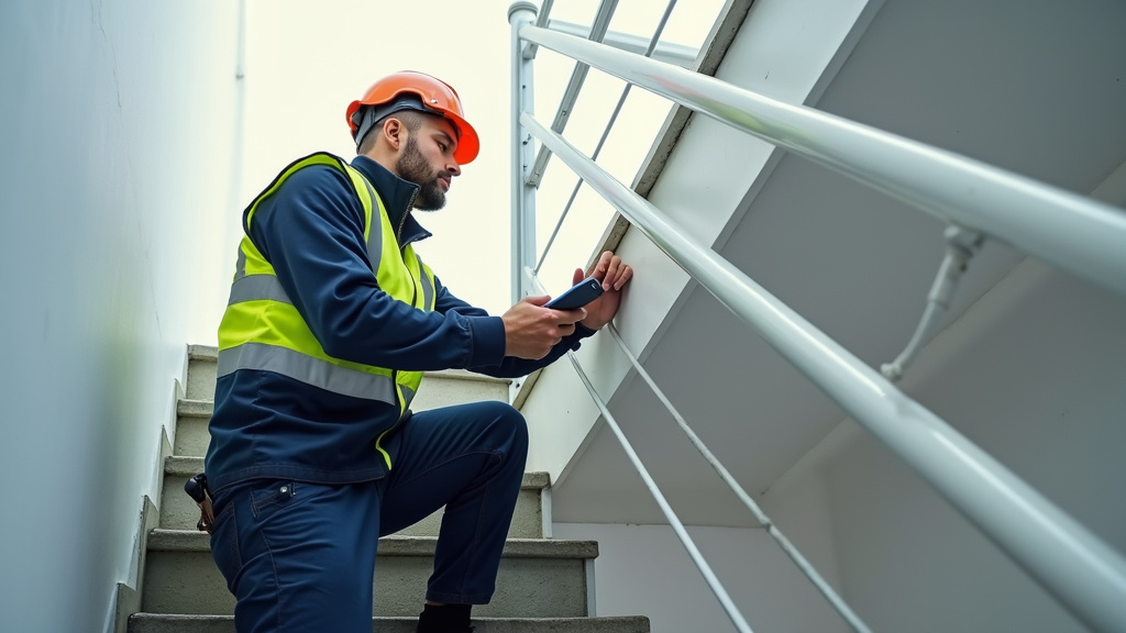 Technicien en train de vérifier un monte-escalier à Calenzana