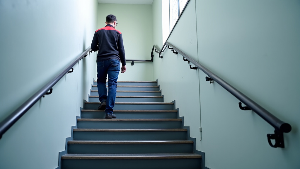 Technicien en train de vérifier un monte-escalier à Cour-Cheverny