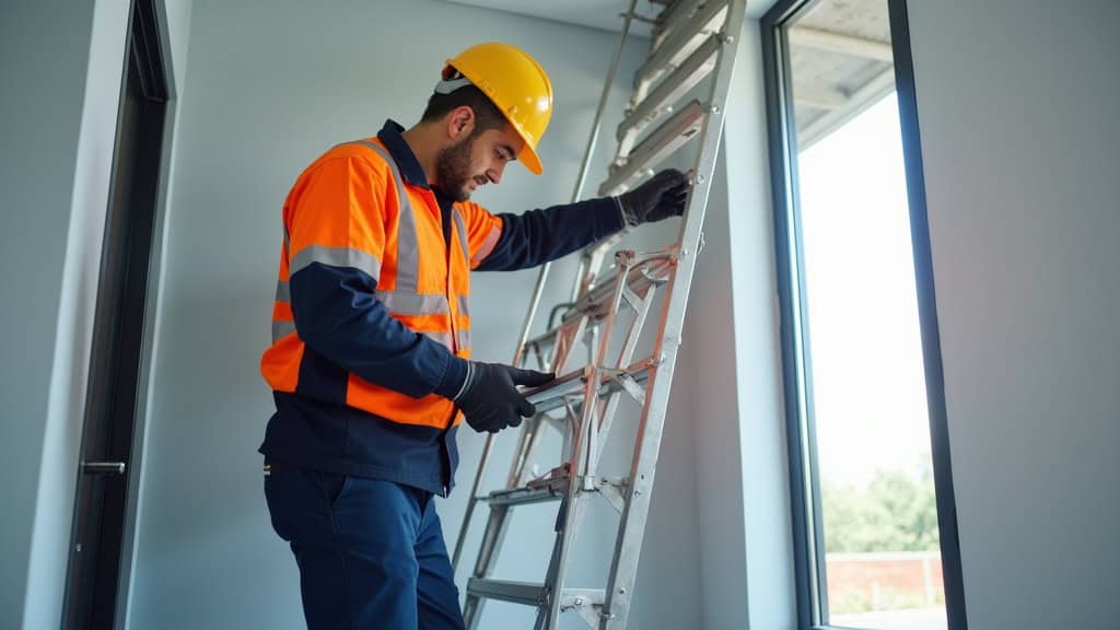 Technicien en train de vérifier un monte-escalier à Craintilleux