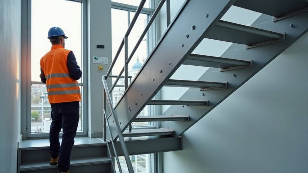 Technicien en train de vérifier un monte-escalier à Hombourg