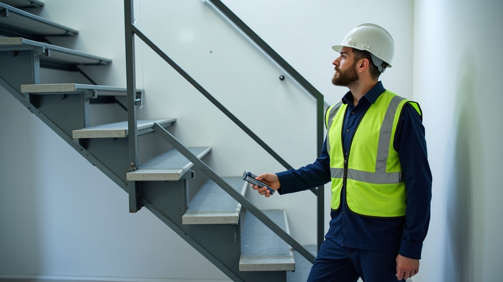 Technicien en train de vérifier un monte-escalier à Imphy