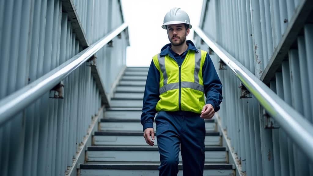 Technicien en train de vérifier un monte-escalier à La Bâtie-Montgascon