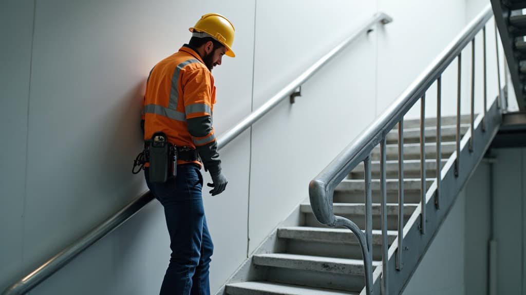 Technicien en train de vérifier un monte-escalier à Malakoff