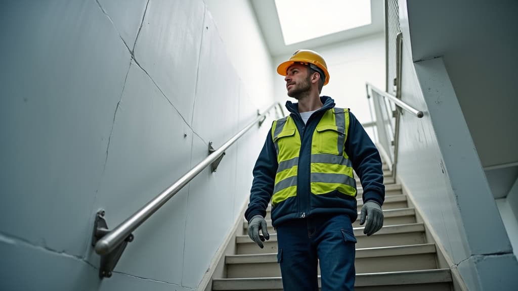 Technicien en train de vérifier un monte-escalier à Novalaise