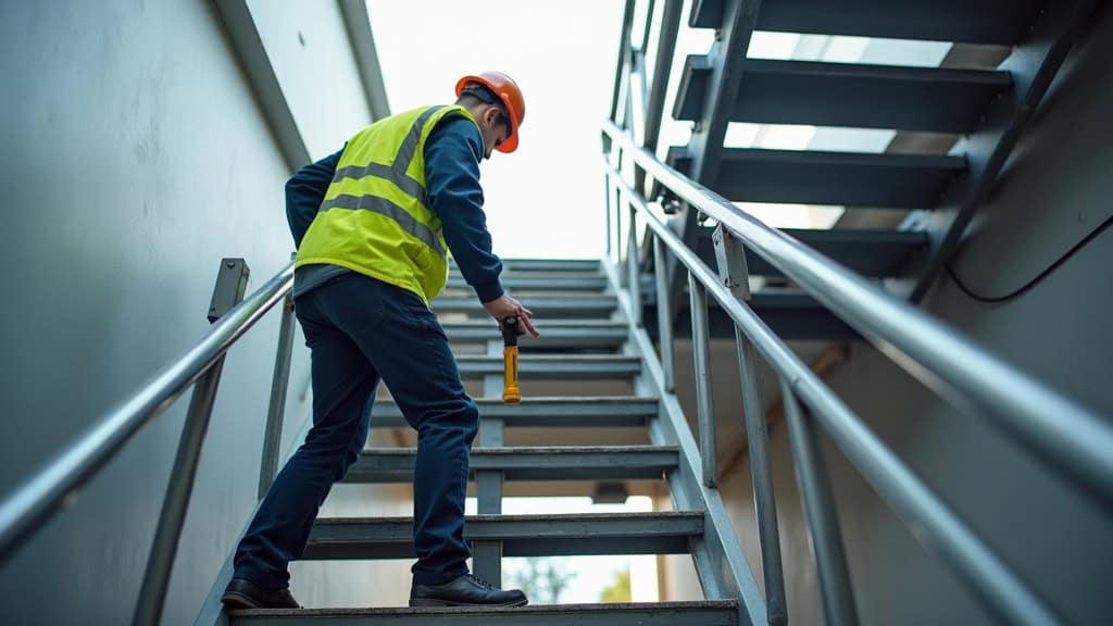 Technicien en train de vérifier un monte-escalier à Oberhausbergen